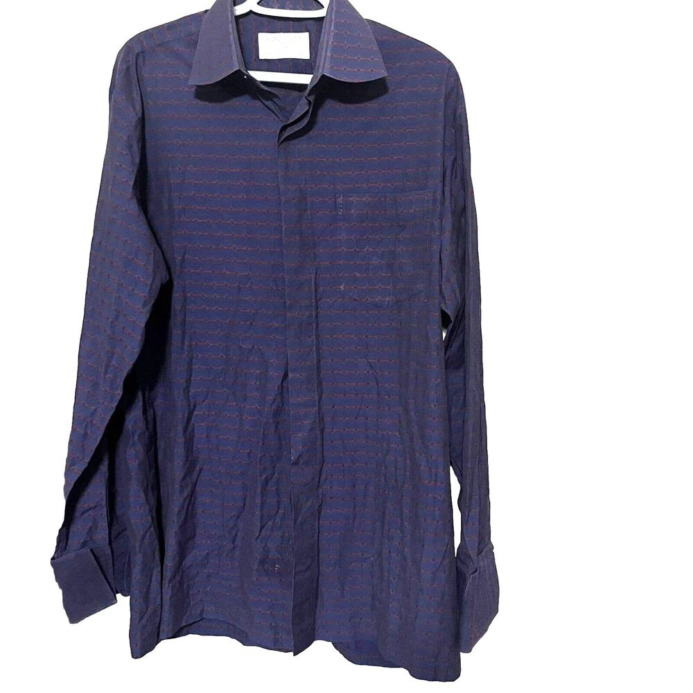 Custom Tailored Men’s Dress Shirt Navy Bespoke Nandwani's Memphis french cuffs L